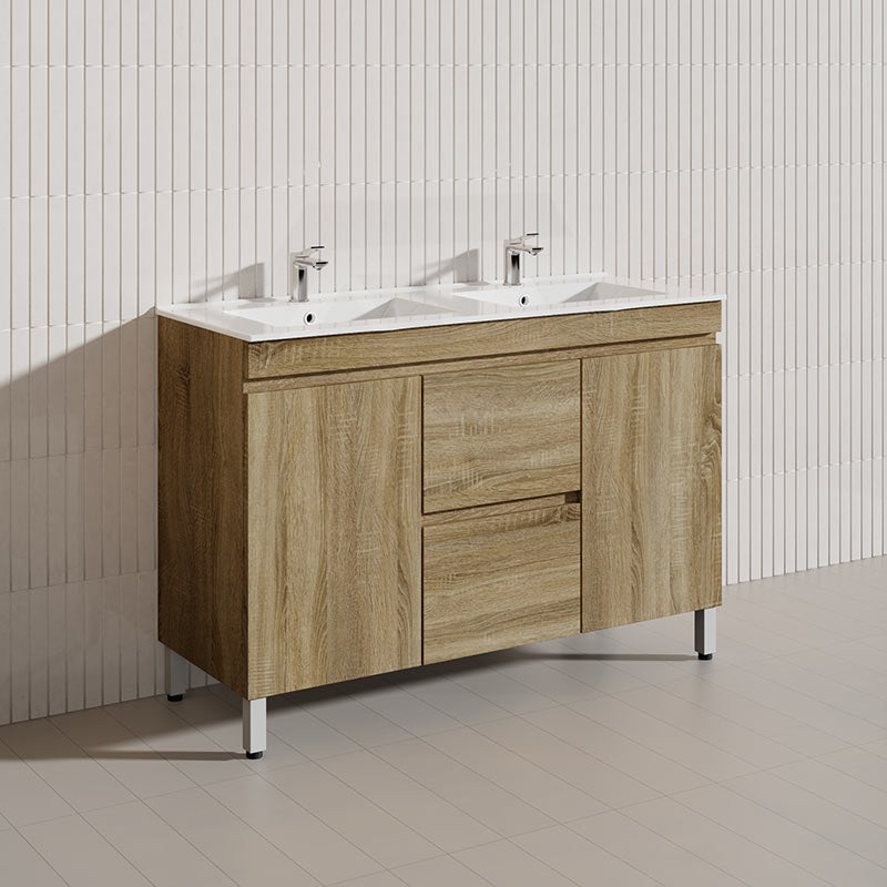 600-1500mm Freestanding MDF Vanity Light Oak Finish Left / Right Drawers Cabinet ONLY for Bathroom