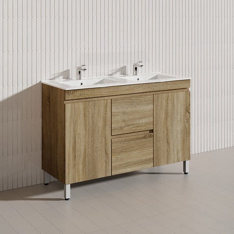 600-1500mm Freestanding MDF Vanity Light Oak Finish Left / Right Drawers Cabinet ONLY for Bathroom