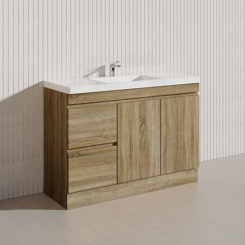 600-1500mm Freestanding Kickboard Bathroom Vanity Light Oak Wood Grain Cabinet Only & Ceramic/Poly Top Available