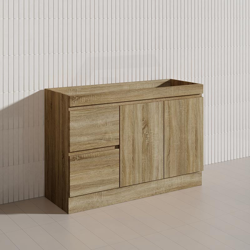 600-1500mm Freestanding Kickboard Bathroom Vanity Light Oak Wood Grain Cabinet Only & Ceramic/Poly Top Available