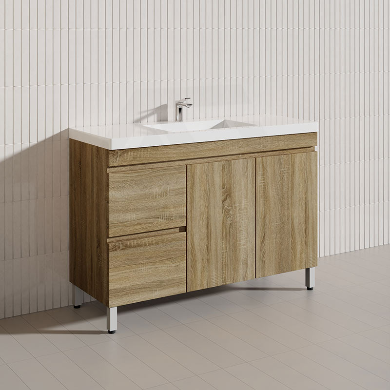 600-1500mm Freestanding MDF Vanity Light Oak Finish Left / Right Drawers Cabinet ONLY for Bathroom