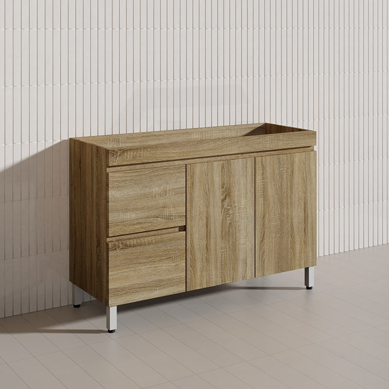 600-1500mm Freestanding MDF Vanity Light Oak Finish Left / Right Drawers Cabinet ONLY for Bathroom