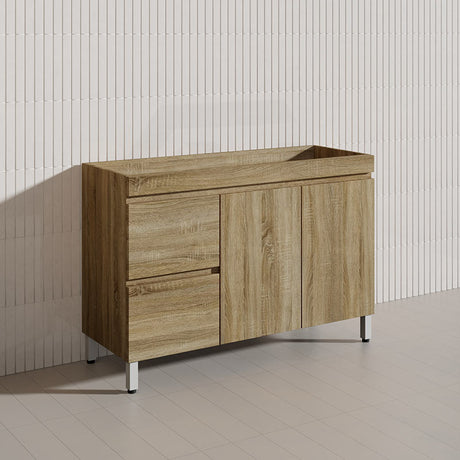 600-1500mm Freestanding MDF Vanity Light Oak Finish Left / Right Drawers Cabinet ONLY for Bathroom