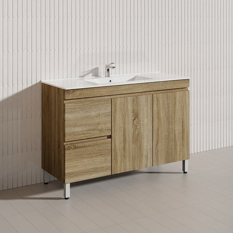 600-1500mm Freestanding MDF Vanity Light Oak Finish Left / Right Drawers Cabinet ONLY for Bathroom