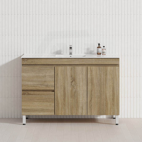 600-1500mm Freestanding MDF Vanity Light Oak Finish Left / Right Drawers Cabinet ONLY for Bathroom