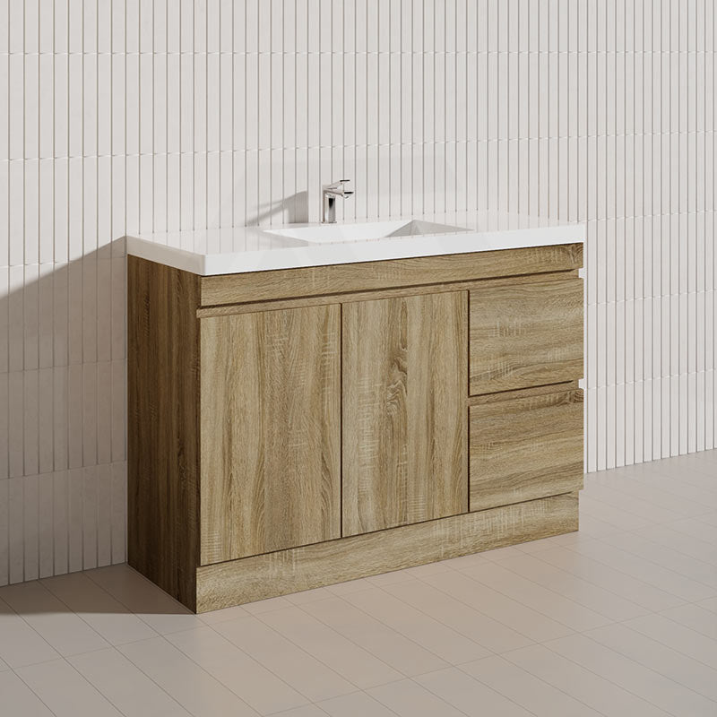 600-1500mm Freestanding Kickboard Bathroom Vanity Light Oak Wood Grain Cabinet Only & Ceramic/Poly Top Available