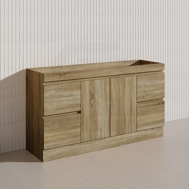 600-1500mm Freestanding Kickboard Bathroom Vanity Light Oak Wood Grain Cabinet Only & Ceramic/Poly Top Available