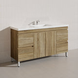 600-1500mm Freestanding MDF Vanity Light Oak Finish Left / Right Drawers Cabinet ONLY for Bathroom