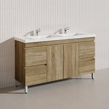 600-1500mm Freestanding MDF Vanity Light Oak Finish Left / Right Drawers Cabinet ONLY for Bathroom