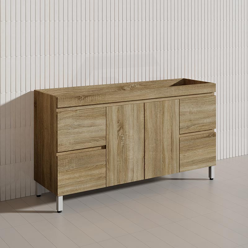 600-1500mm Freestanding MDF Vanity Light Oak Finish Left / Right Drawers Cabinet ONLY for Bathroom
