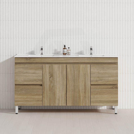 600-1500mm Freestanding MDF Vanity Light Oak Finish Left / Right Drawers Cabinet ONLY for Bathroom