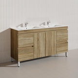 600-1500mm Freestanding MDF Vanity Light Oak Finish Left / Right Drawers Cabinet ONLY for Bathroom