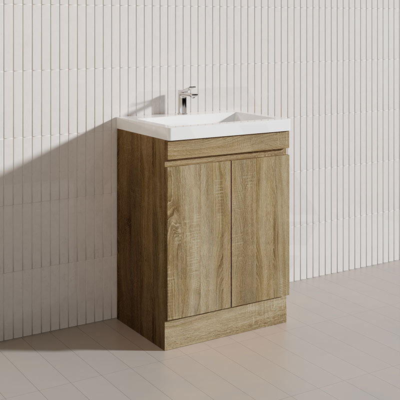 600-1500mm Freestanding Kickboard Bathroom Vanity Light Oak Wood Grain Cabinet Only & Ceramic/Poly Top Available