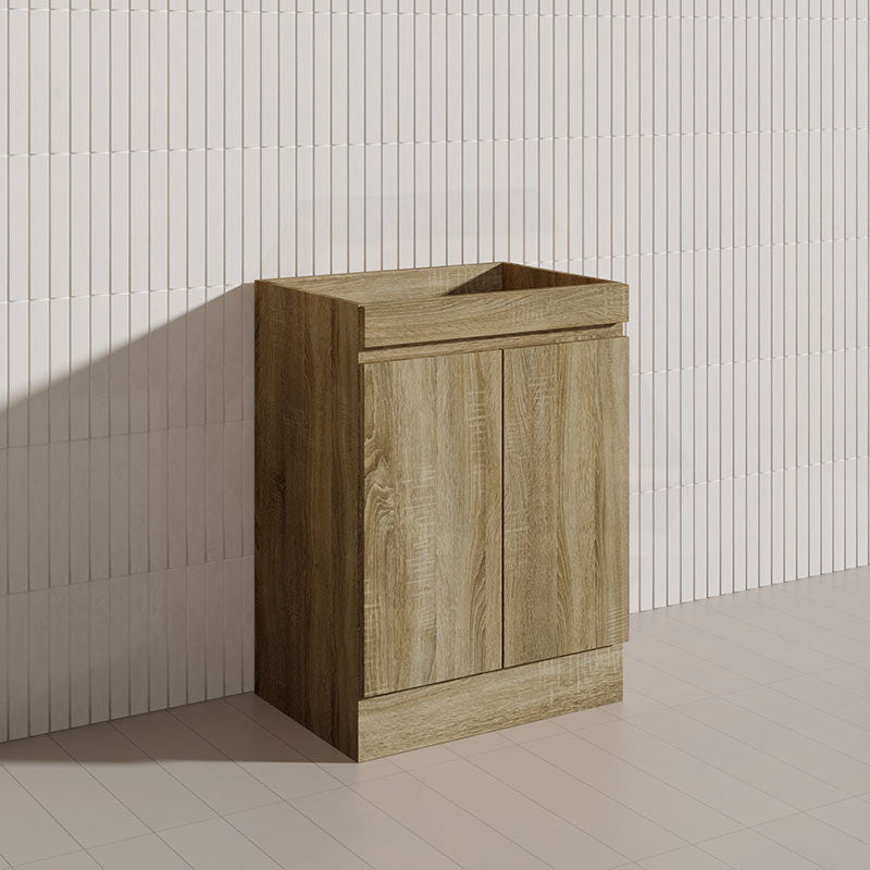 600-1500mm Freestanding Kickboard Bathroom Vanity Light Oak Wood Grain Cabinet Only & Ceramic/Poly Top Available