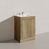 600-1500mm Freestanding Kickboard Bathroom Vanity Light Oak Wood Grain Cabinet Only & Ceramic/Poly Top Available