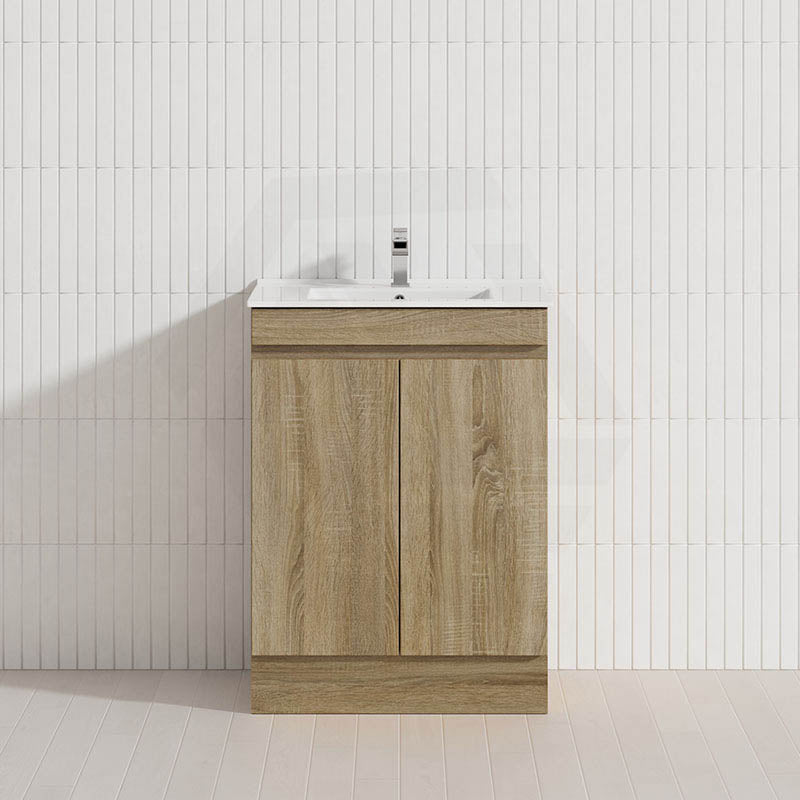600-1500mm Freestanding Kickboard Bathroom Vanity Light Oak Wood Grain Cabinet Only & Ceramic/Poly Top Available