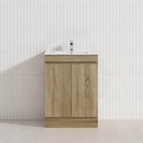 600-1500mm Freestanding Kickboard Bathroom Vanity Light Oak Wood Grain Cabinet Only & Ceramic/Poly Top Available