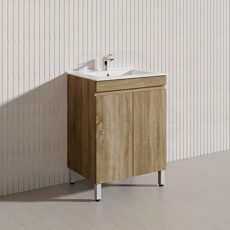 600-1500mm Freestanding MDF Vanity Light Oak Finish Left / Right Drawers Cabinet ONLY for Bathroom