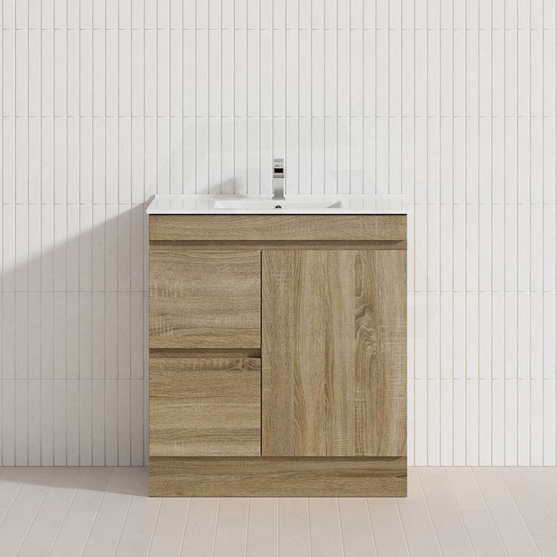 600-1500mm Freestanding Kickboard Bathroom Vanity Light Oak Wood Grain Cabinet Only & Ceramic/Poly Top Available