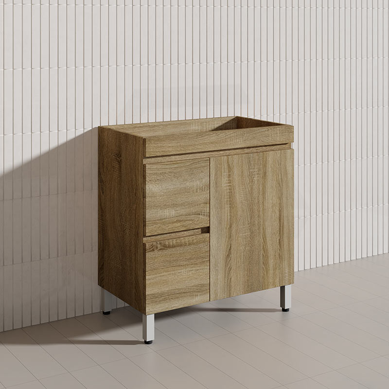 600-1500mm Freestanding MDF Vanity Light Oak Finish Left / Right Drawers Cabinet ONLY for Bathroom