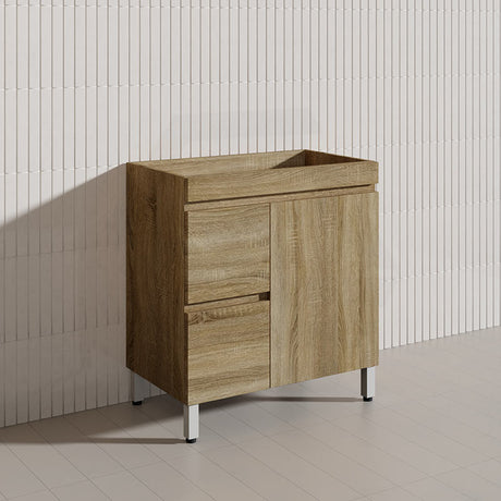 750mm Freestanding With Legs/Kickboard MDF Vanity Left/Right Drawers Cabinet ONLY - Light Oak
