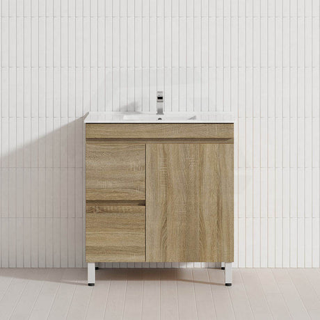 600-1500mm Freestanding MDF Vanity Light Oak Finish Left / Right Drawers Cabinet ONLY for Bathroom