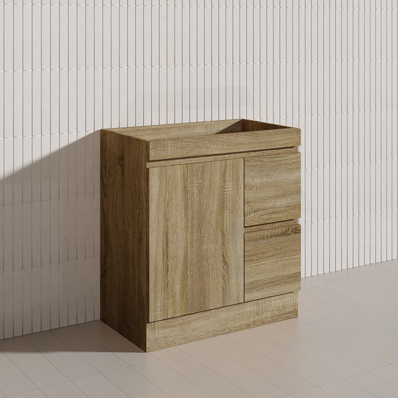 600-1500mm Freestanding Kickboard Bathroom Vanity Light Oak Wood Grain Cabinet Only & Ceramic/Poly Top Available