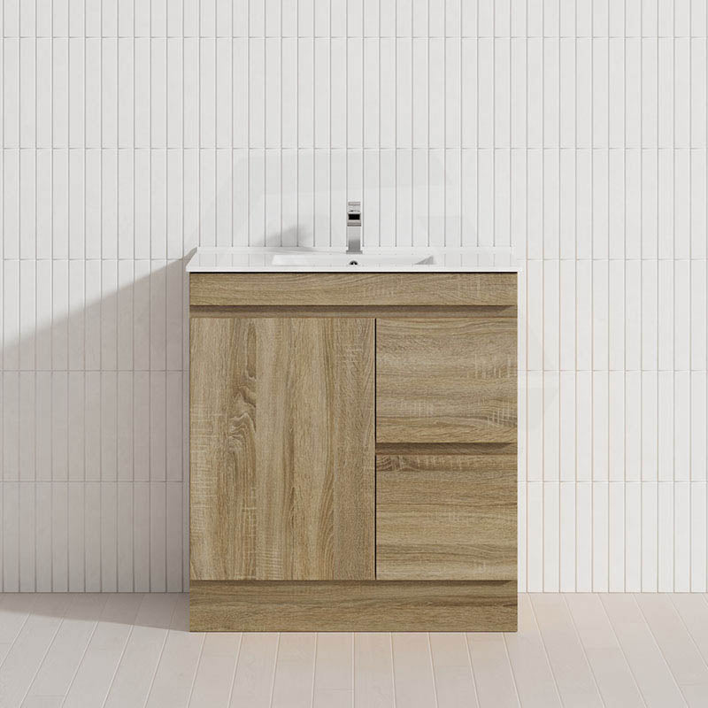 600-1500mm Freestanding Kickboard Bathroom Vanity Light Oak Wood Grain Cabinet Only & Ceramic/Poly Top Available