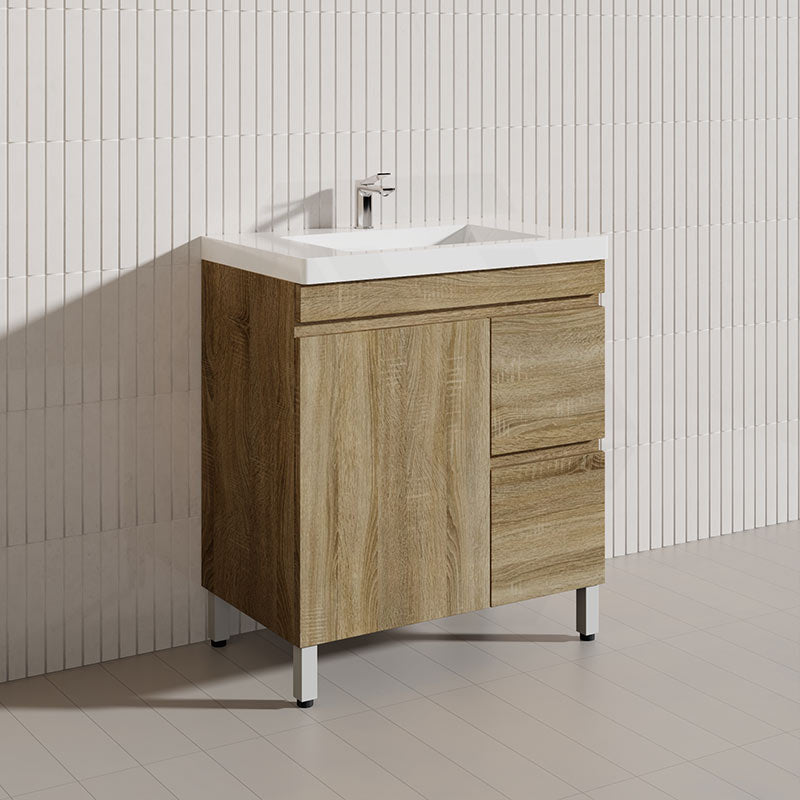 600-1500mm Freestanding MDF Vanity Light Oak Finish Left / Right Drawers Cabinet ONLY for Bathroom