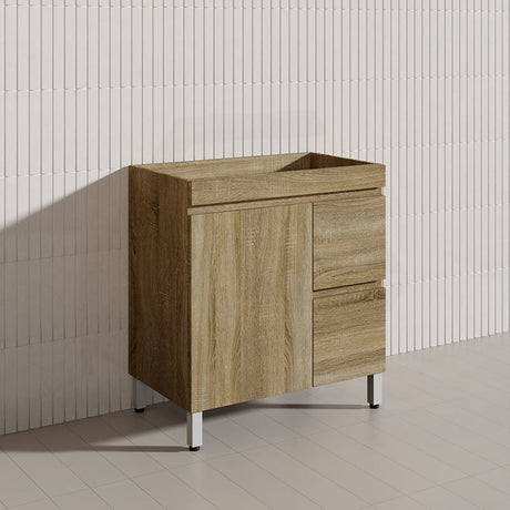 750mm Freestanding With Legs/Kickboard MDF Vanity Left/Right Drawers Cabinet ONLY - Light Oak