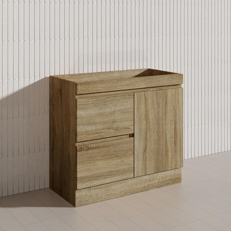 900mm Freestanding With Legs/Kickboard MDF Vanity Left / Right Drawers Cabinet ONLY - Light Oak