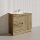 600-1500mm Freestanding Kickboard Bathroom Vanity Light Oak Wood Grain Cabinet Only & Ceramic/Poly Top Available