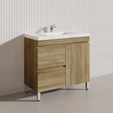 600-1500mm Freestanding MDF Vanity Light Oak Finish Left / Right Drawers Cabinet ONLY for Bathroom