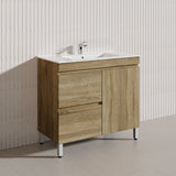 600-1500mm Freestanding MDF Vanity Light Oak Finish Left / Right Drawers Cabinet ONLY for Bathroom