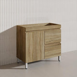 600-1500mm Freestanding MDF Vanity Light Oak Finish Left / Right Drawers Cabinet ONLY for Bathroom