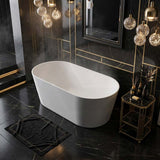 Mia Riva-Slim Oval Bathtub Freestanding Acrylic NO Overflow 1500/1700x800x600mm - Matt White