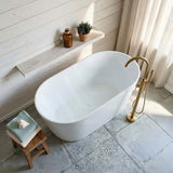 Mia Riva-Slim Oval Bathtub Freestanding Acrylic NO Overflow 1500/1700x800x600mm - Matt White