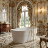 Mia Riva-Slim Oval Bathtub Freestanding Acrylic NO Overflow 1500/1700x800x600mm - Matt White