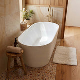 Mia Riva-Slim Oval Bathtub Freestanding Acrylic NO Overflow 1500/1700x800x600mm - Matt White