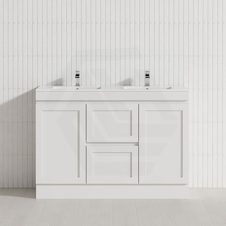 600-1500mm Miami Plywood Freestanding with Kickboard Bathroom Vanity MATT WHITE Shaker Hampton Style Left / Right Drawers Cabinet ONLY & Ceramic/Poly Top Available