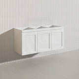 1200mm Miami Plywood Single/Double Bowls Wall Hung Vanity with Left/Right Drawers Cabinet ONLY&Ceramic/Poly Top Available Shaker Hampton Style Matt White