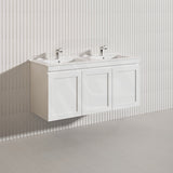 1200mm Miami Plywood Single/Double Bowls Wall Hung Vanity with Left/Right Drawers Cabinet ONLY&Ceramic/Poly Top Available Shaker Hampton Style Matt White