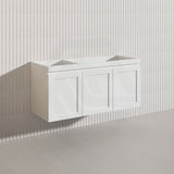 1200mm Miami Plywood Single/Double Bowls Wall Hung Vanity with Left/Right Drawers Cabinet ONLY&Ceramic/Poly Top Available Shaker Hampton Style Matt White