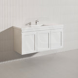 1200mm Miami Plywood Single/Double Bowls Wall Hung Vanity with Left/Right Drawers Cabinet ONLY&Ceramic/Poly Top Available Shaker Hampton Style Matt White