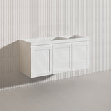 1200mm Miami Plywood Single/Double Bowls Wall Hung Vanity with Left/Right Drawers Cabinet ONLY&Ceramic/Poly Top Available Shaker Hampton Style Matt White