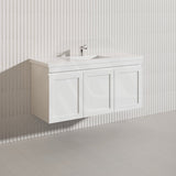 1200mm Miami Plywood Single/Double Bowls Wall Hung Vanity with Left/Right Drawers Cabinet ONLY&Ceramic/Poly Top Available Shaker Hampton Style Matt White