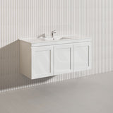 1200mm Miami Plywood Single/Double Bowls Wall Hung Vanity with Left/Right Drawers Cabinet ONLY&Ceramic/Poly Top Available Shaker Hampton Style Matt White