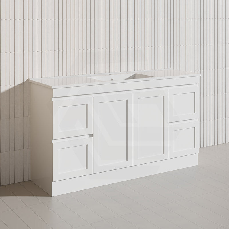 1500mm Miami Plywood Freestanding Single/Double Vanity Matt White Shaker Hampton Style