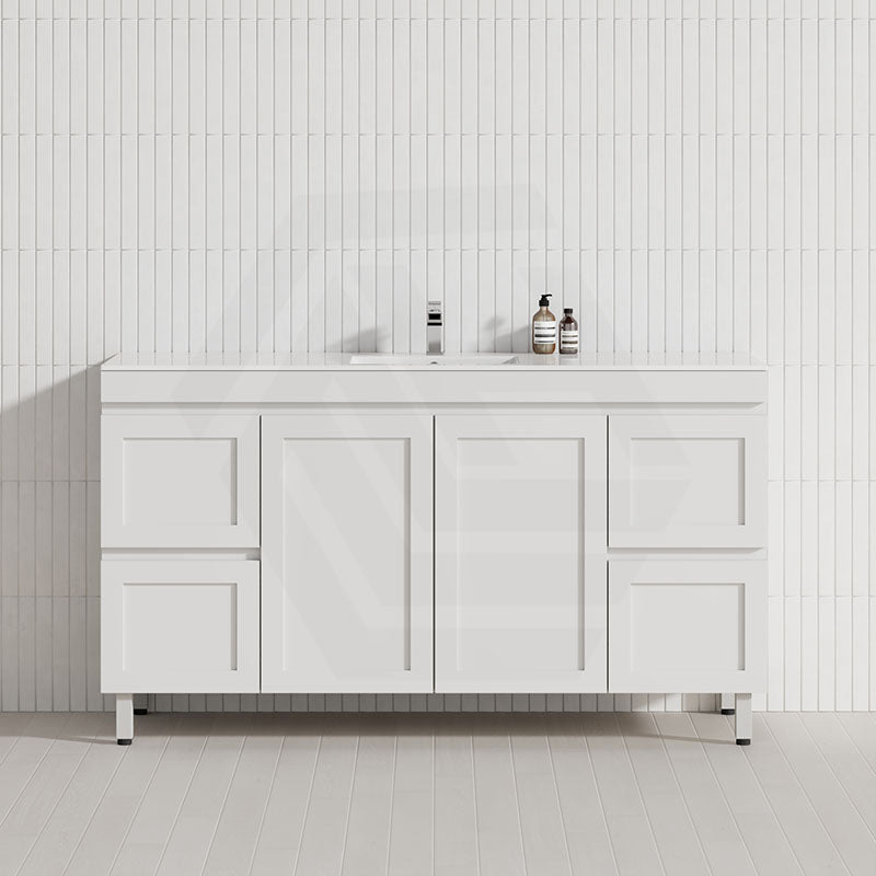 600-1500mm Miami Plywood Freestanding with Legs Bathroom Vanity MATT WHITE Shaker Hampton Style Doors Drawers Cabinet