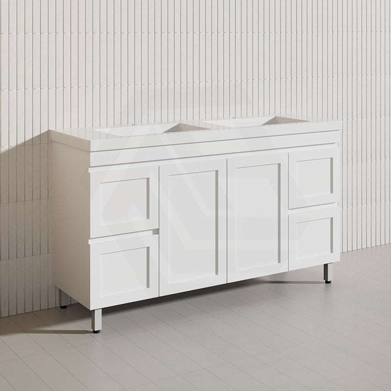 1500mm Miami Plywood Freestanding Single/Double Vanity Matt White Shaker Hampton Style